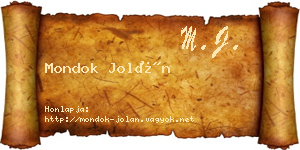 Mondok Jolán névjegykártya